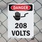 Signmission 208 Volts Danger Sign, Plastic, 7in W x 10in L, 2PK OS-2PACK-DS-P-710-V-1007 - alternate 7